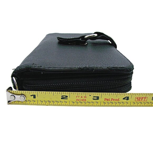 Black Soft Leather Wallet Organizer Full Zip Around Extra Flip for Cards ID Slot - Picture 5 of 12